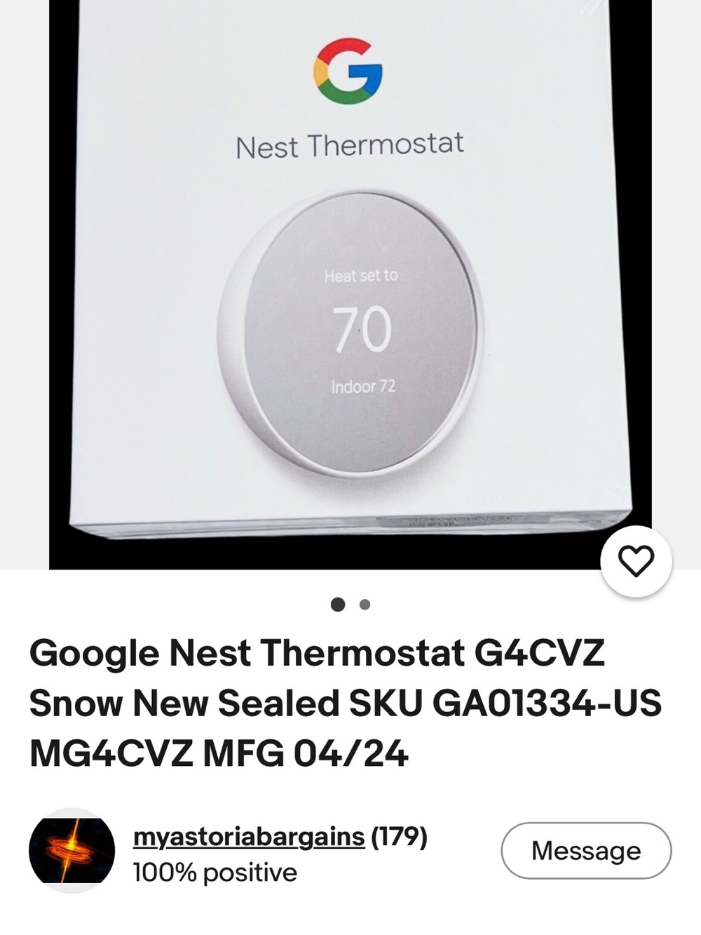 google Nest Thermostat - White/Silver